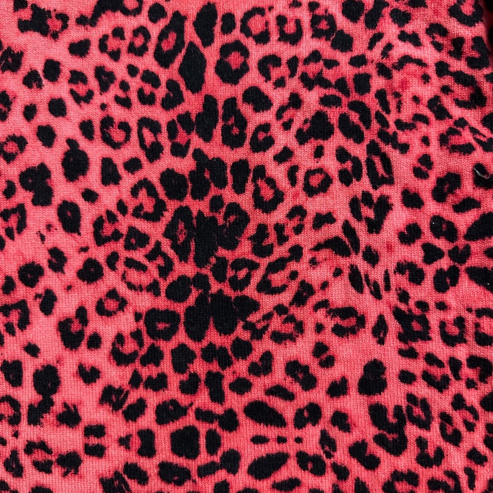 Neiman Marcus Cashmere Red Pink Black‎ Leopard Print Long Sleeve Sweater S - Picture 5 of 5